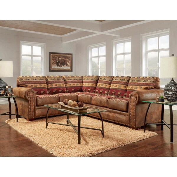 American Furniture Classics 36 x 88 x 37 in. Sierra Lodge Sectional Sofa, 2 Piece - B1650K