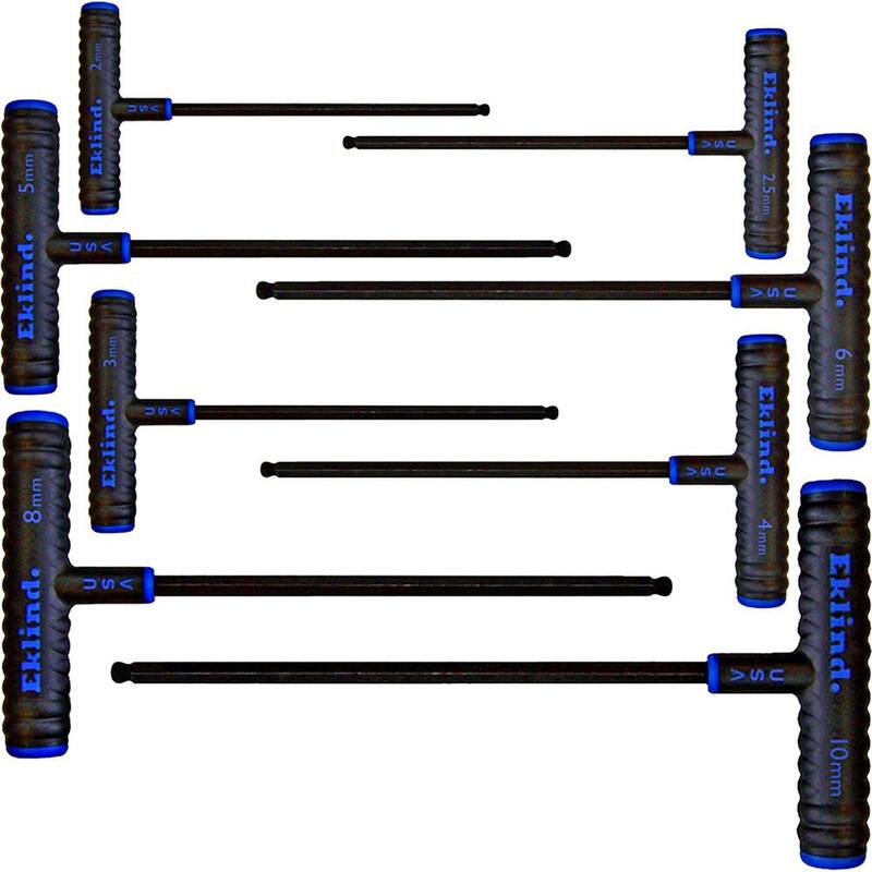 Juego de Llaves hexagonales tipo bola T-Handle de la Serie 9 de Eklind de 9 pulgadas con bolsa, tamaño de 2 mm a 10 mm (8 piezas) - 64808