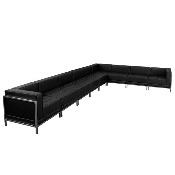 Flash Furniture 9 pcs. Living Room Set, 28-3/4" to 113" x 27-1/2", Upholstery Color: Black - ZB-IMAG-SECT-SET4-GG