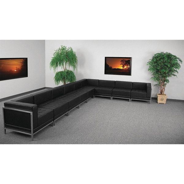 Flash Furniture 9 pcs. Living Room Set, 28-3/4" to 113" x 27-1/2", Upholstery Color: Black - ZB-IMAG-SECT-SET4-GG