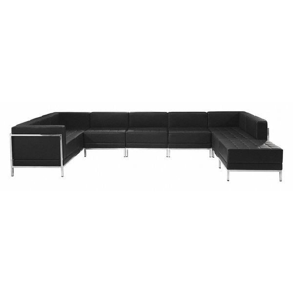 Flash Furniture Living Room Set, 79" to 84-1/2" x 27-1/4", Upholstery Color: Black - ZB-IMAG-U-SECT-SET4-GG