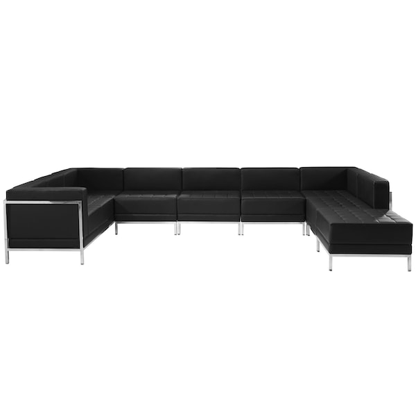 Flash Furniture Living Room Set, 79" to 84-1/2" x 27-1/4", Upholstery Color: Black - ZB-IMAG-U-SECT-SET4-GG