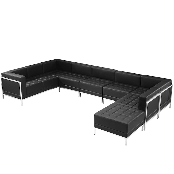 Flash Furniture Living Room Set, 79" to 84-1/2" x 27-1/4", Upholstery Color: Black - ZB-IMAG-U-SECT-SET4-GG