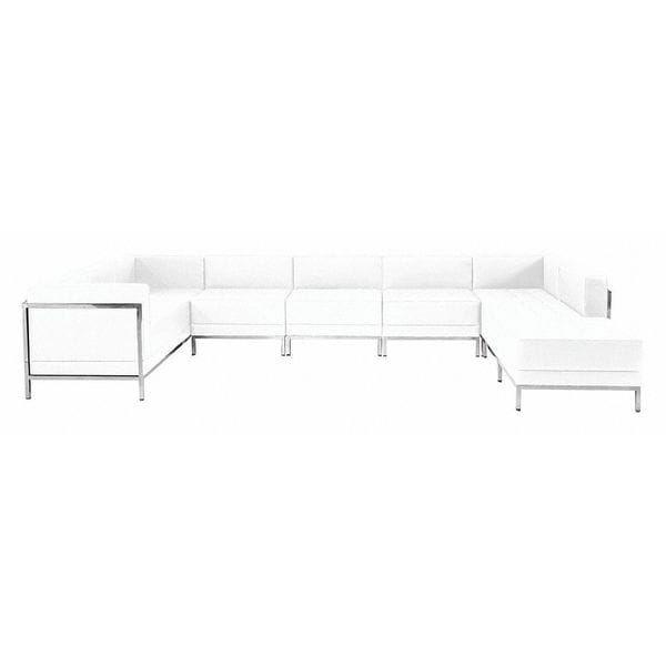 Flash Furniture 7 pcs. Living Room Set, 79" to 84-1/2" x 27-1/4", Upholstery Color: White - ZB-IMAG-U-SECT-SET4-WH-GG