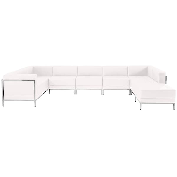 Flash Furniture 7 pcs. Living Room Set, 79" to 84-1/2" x 27-1/4", Upholstery Color: White - ZB-IMAG-U-SECT-SET4-WH-GG