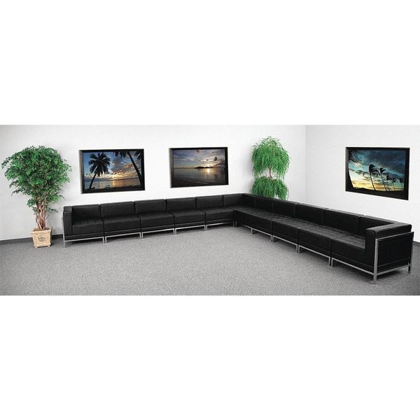 Flash Furniture 11 pcs. Sectional, 28-3/4" to 169" x 27-1/2", Upholstery Color: Black - ZB-IMAG-SECT-SET2-GG
