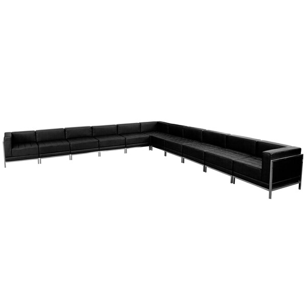 Flash Furniture 11 pcs. Sectional, 28-3/4" to 169" x 27-1/2", Upholstery Color: Black - ZB-IMAG-SECT-SET2-GG