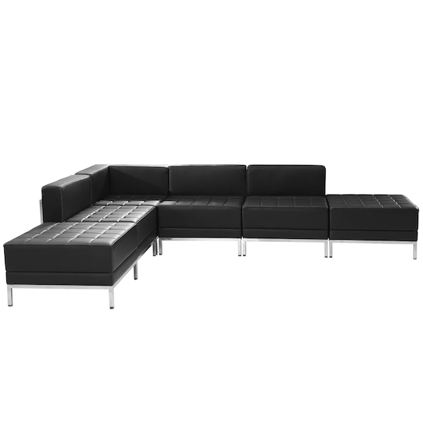 Flash Furniture 6 pcs. Living Room Set, 28-3/4", 84-1/2" x 27-1/2", Upholstery Color: Black - ZB-IMAG-SECT-SET8-GG