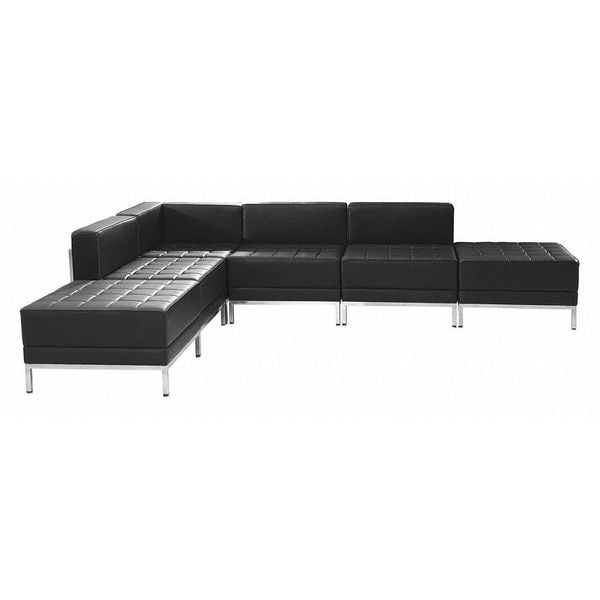 Flash Furniture 6 pcs. Living Room Set, 28-3/4", 84-1/2" x 27-1/2", Upholstery Color: Black - ZB-IMAG-SECT-SET8-GG
