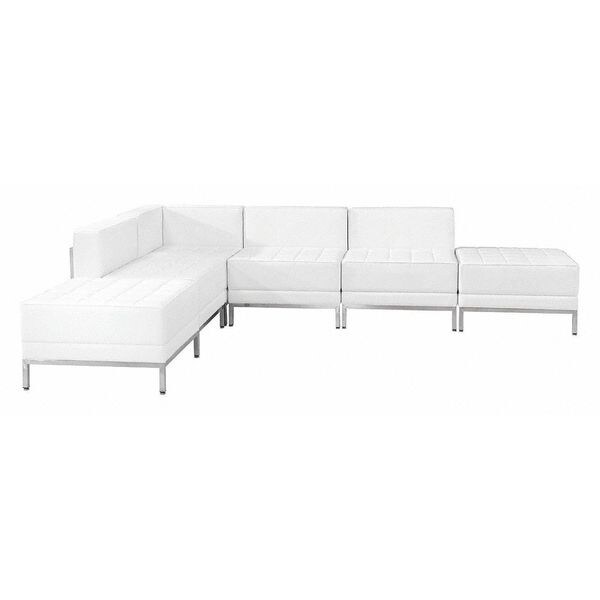 Flash Furniture 6 pcs. Living Room Set, 28-3/4", 84-1/2" x 27-1/2", Upholstery Color: White - ZB-IMAG-SECT-SET8-WH-GG