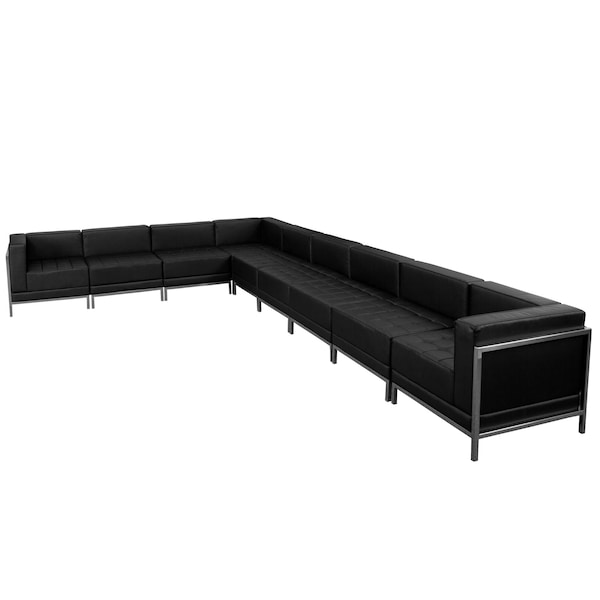 Flash Furniture 9 pcs. Living Room Set, 28-3/4" to 113" x 27-1/2", Upholstery Color: Black, Series: Imagination - ZB-IMAG-SECT-SET3-GG