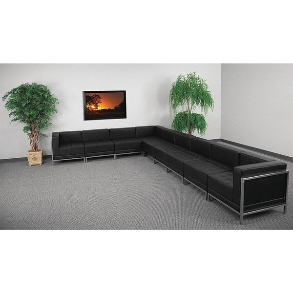 Flash Furniture 9 pcs. Living Room Set, 28-3/4" to 113" x 27-1/2", Upholstery Color: Black, Series: Imagination - ZB-IMAG-SECT-SET3-GG