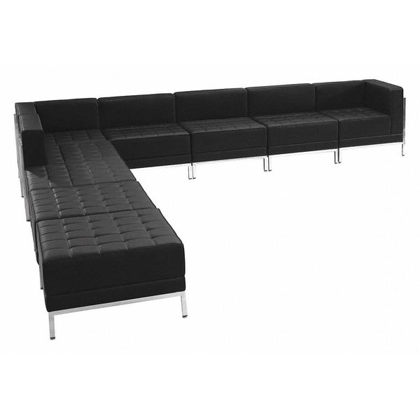 Flash Furniture 9 pcs. Living Room Set, 28-3/4" to 140-1/2" x 27-1/2", Upholstery Color: Black - ZB-IMAG-SECT-SET11-GG