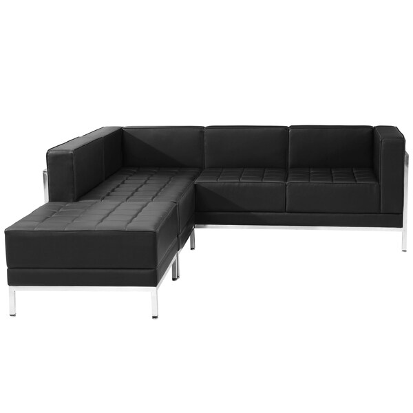 Flash Furniture 3 pcs. Living Room Set, 28-3/4", 84-3/4" x 27-1/2", Upholstery Color: Black - ZB-IMAG-SECT-SET9-GG