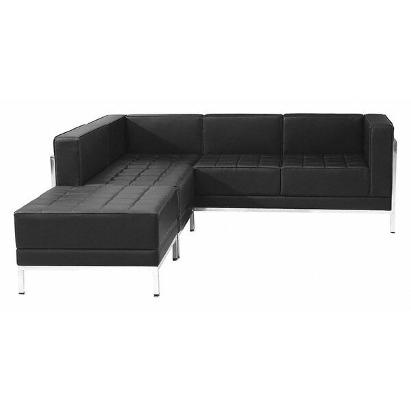 Flash Furniture 3 pcs. Living Room Set, 28-3/4", 84-3/4" x 27-1/2", Upholstery Color: Black - ZB-IMAG-SECT-SET9-GG
