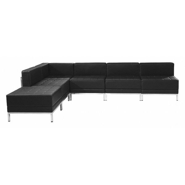 Flash Furniture 6 pcs. Living Room Set, 28-1/2", 84-1/2" x 27-1/2", Upholstery Color: Black - ZB-IMAG-SECT-SET10-GG