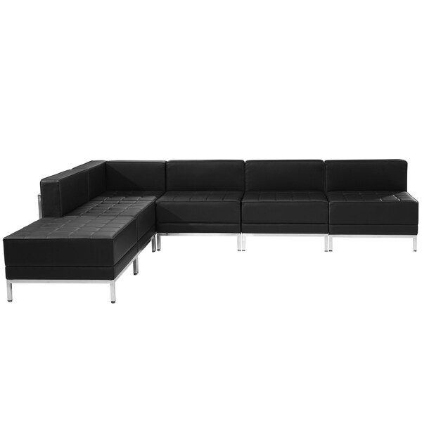 Flash Furniture 6 pcs. Living Room Set, 28-1/2", 84-1/2" x 27-1/2", Upholstery Color: Black - ZB-IMAG-SECT-SET10-GG