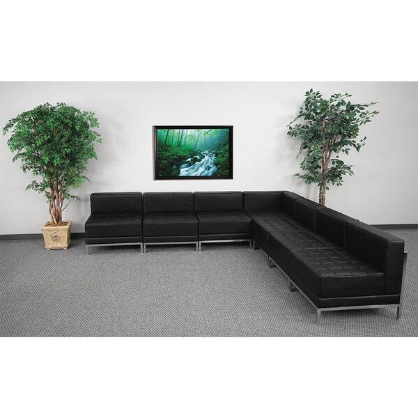 Flash Furniture 7 pcs. Living Room Set, 28-3/4", 112-1/2" x 27-1/2", Upholstery Color: Black - ZB-IMAG-SECT-SET6-GG