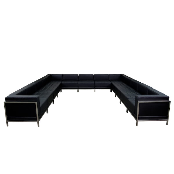 Flash Furniture 13 pcs. Living Room Set, 141" x 27-1/4", Upholstery Color: Black - ZB-IMAG-U-SECT-SET2-GG