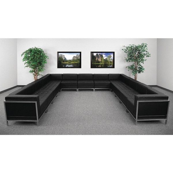 Flash Furniture 13 pcs. Living Room Set, 141" x 27-1/4", Upholstery Color: Black - ZB-IMAG-U-SECT-SET2-GG