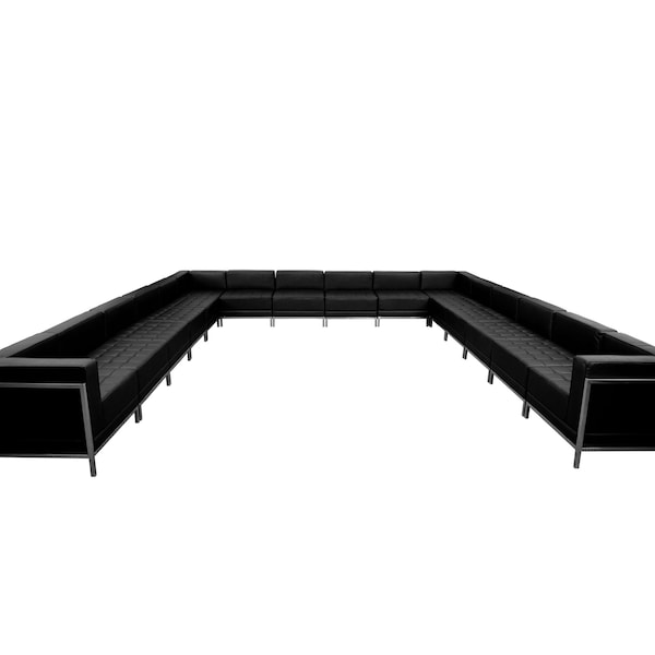 Flash Furniture 16 pcs. Living Room Set, 169" x 27-1/4", Upholstery Color: Black - ZB-IMAG-U-SECT-SET3-GG