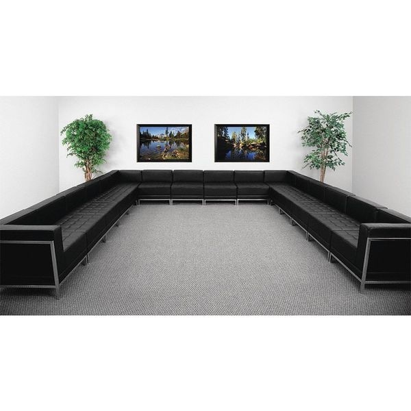 Flash Furniture 16 pcs. Living Room Set, 169" x 27-1/4", Upholstery Color: Black - ZB-IMAG-U-SECT-SET3-GG
