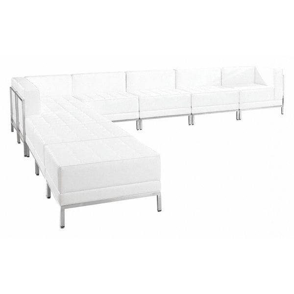 Flash Furniture 9 pcs. Living Room Set, 28-3/4" to 140-1/2" x 27-1/2", Upholstery Color: White - ZB-IMAG-SECT-SET11-WH-GG