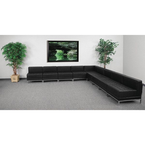 Flash Furniture 9 pcs. Living Room Set, 28-3/4" to 140-1/2" x 27-1/2", Upholstery Color: Black, Series: Imagination - ZB-IMAG-SECT-SET7-GG