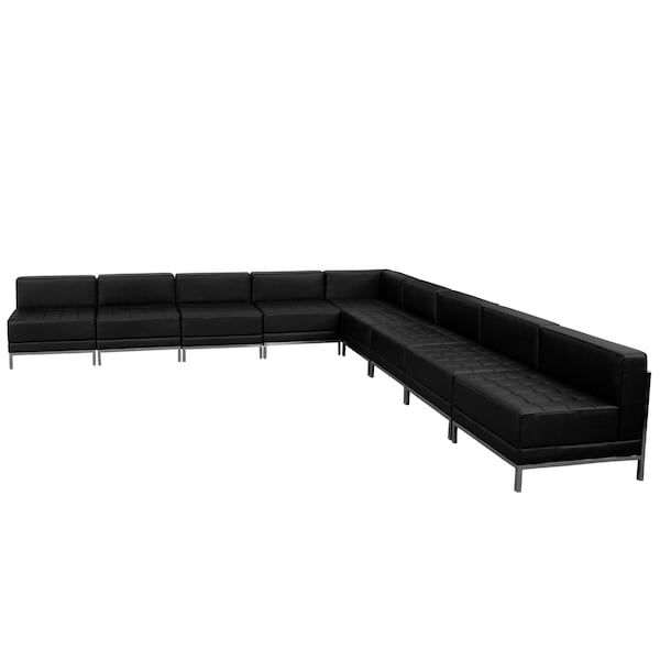Flash Furniture 9 pcs. Living Room Set, 28-3/4" to 140-1/2" x 27-1/2", Upholstery Color: Black, Series: Imagination - ZB-IMAG-SECT-SET7-GG