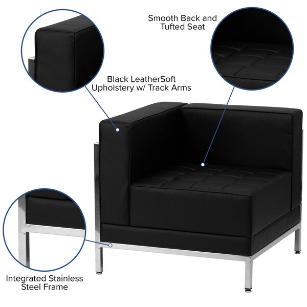 Flash Furniture 9 pcs. Living Room Set, 28-3/4" to 140-1/2" x 27-1/2", Upholstery Color: Black, Series: Imagination - ZB-IMAG-SECT-SET7-GG