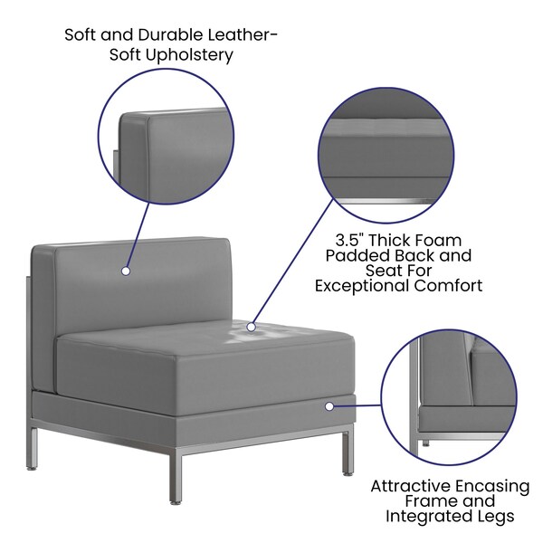 Flash Furniture Hercules Imagination Series Contemporary Gray Leathersoft Middle Chair - ZB-IMAG-MIDDLE-GY-GG