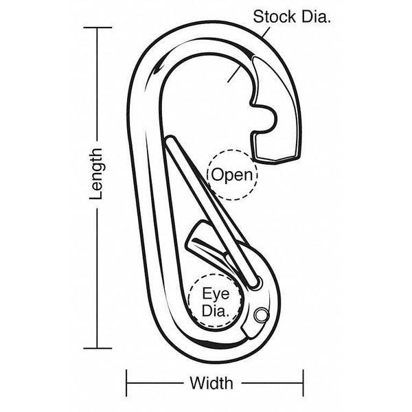 Lucky Line Spring Snap, HD, Steel, L 2 3/8 In - 4GGR3