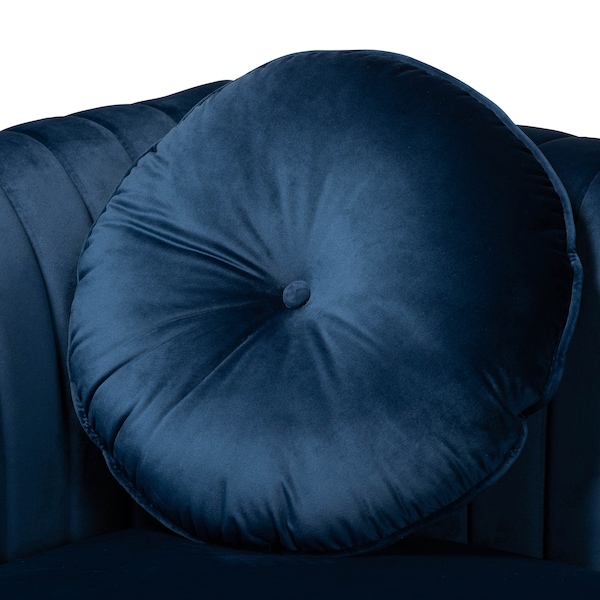 Baxton Studio Giselle Blue Velvet Gold Finished Left Facing Sectional with Chaise - 159-9869