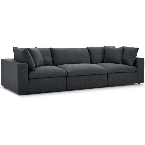 Modway Furniture Commix Down Filled Overstuffed Sectional Sofa Set, Gray - 3 Piece - EEI-3355-GRY
