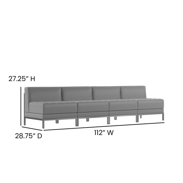 Flash Furniture 4 Piece Gray LeatherSoft Modular Lounge Set - ZB-IMAG-MIDCH-4-GY-GG