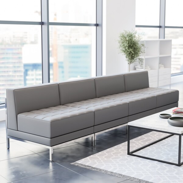 Flash Furniture 4 Piece Gray LeatherSoft Modular Lounge Set - ZB-IMAG-MIDCH-4-GY-GG