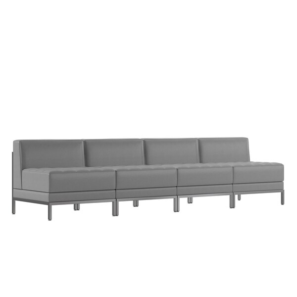 Flash Furniture 4 Piece Gray LeatherSoft Modular Lounge Set - ZB-IMAG-MIDCH-4-GY-GG