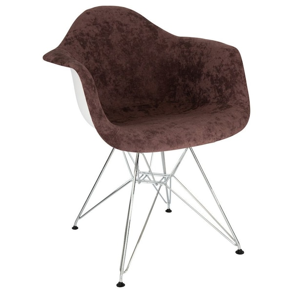 Leisuremod Willow Velvet Eiffel Metal Base Accent Chair, Coffee Brown - WM24VBR