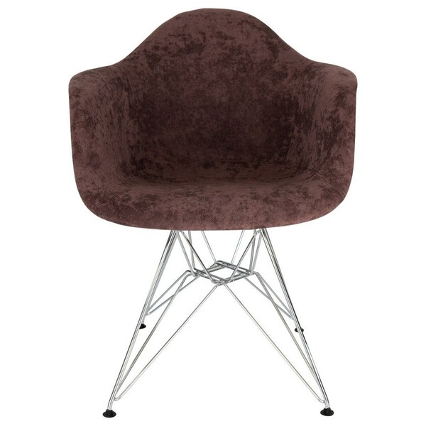 Leisuremod Willow Velvet Eiffel Metal Base Accent Chair, Coffee Brown - WM24VBR