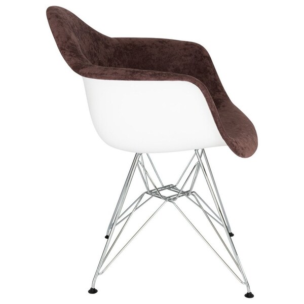 Leisuremod Willow Velvet Eiffel Metal Base Accent Chair, Coffee Brown - WM24VBR