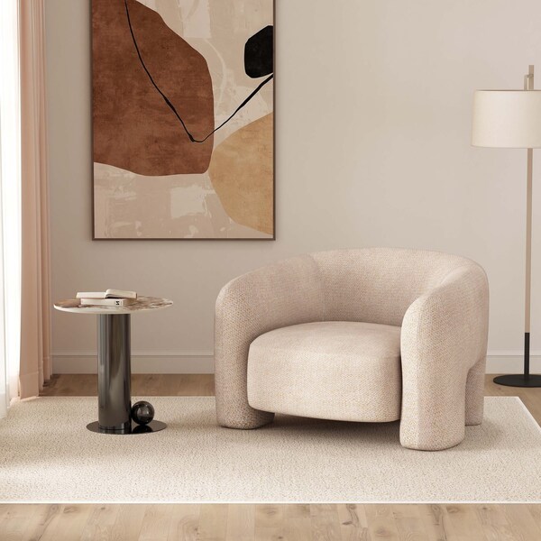 Manhattan Comfort Modern Sylvia Tweed Accent Chair in Gold Dust - AC070-GD