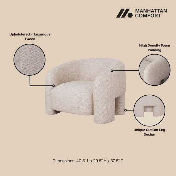 Manhattan Comfort Modern Sylvia Tweed Accent Chair in Gold Dust - AC070-GD