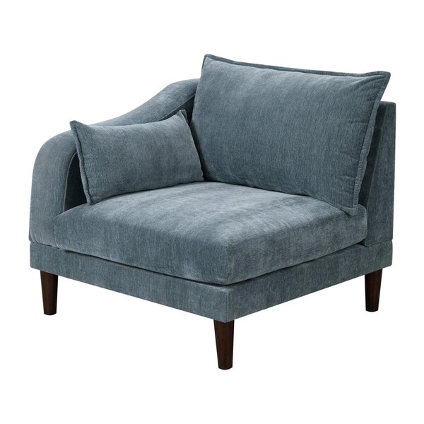 Benjara 33 in. Rio 2 Lumbar Cushions Modular Single Arm Corner Chair, Slate Blue - BM284325