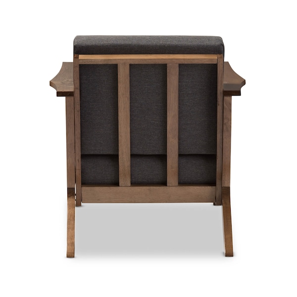 Baxton Studio Cayla Grey and "Walnut" Wood Living Room 1-Seater Lounge Chair - 126-6885