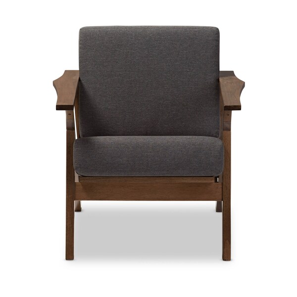 Baxton Studio Cayla Grey and "Walnut" Wood Living Room 1-Seater Lounge Chair - 126-6885
