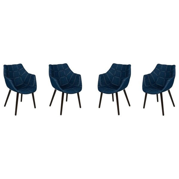 Leisuremod Milburn Tufted Denim Lounge Chair, Denim, 4PK - MA23DBU4