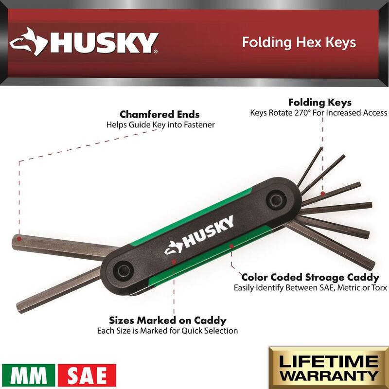 Conjunto de llaves hexagonales plegables y en forma de L Husky Master (113 piezas) - HHEXKEY113BAS