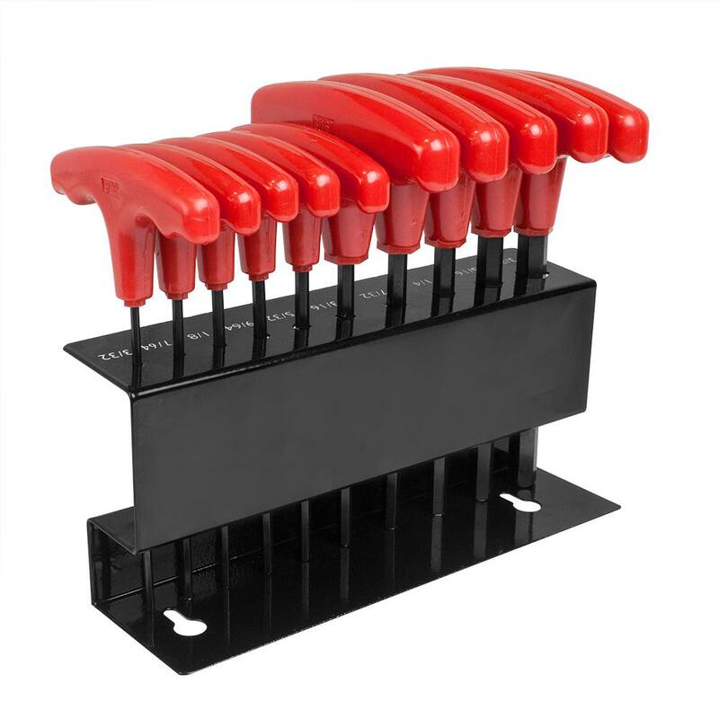 Set de 10 llaves hexagonales T-Handle SAE Freeman con soporte de metal - P10TSAE