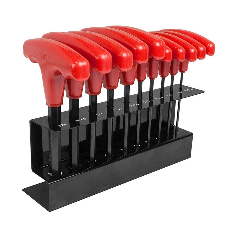 Set de 10 llaves hexagonales T-Handle SAE Freeman con soporte de metal - P10TSAE
