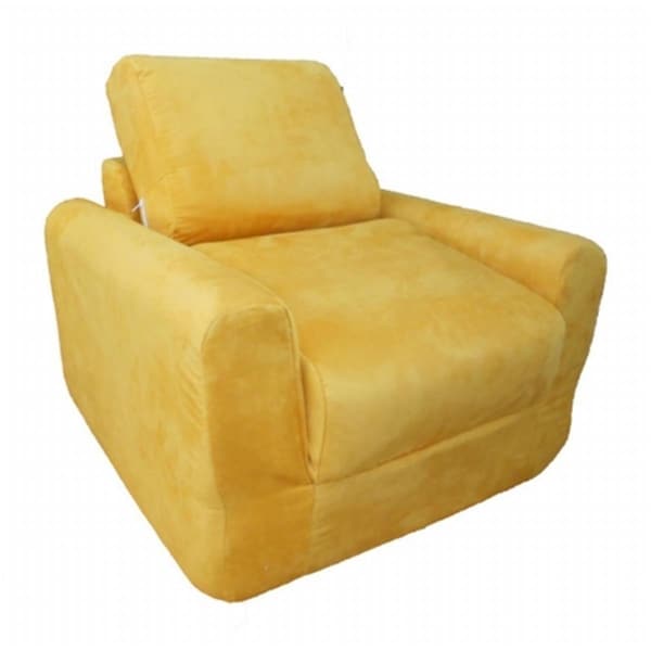 Fun Furnishings Canary Yellow Micro Suede Chair Sleeper - 20203